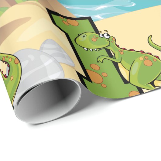 Dinosaur First Birthday Party Cadeaupapier (Rol Hoek)