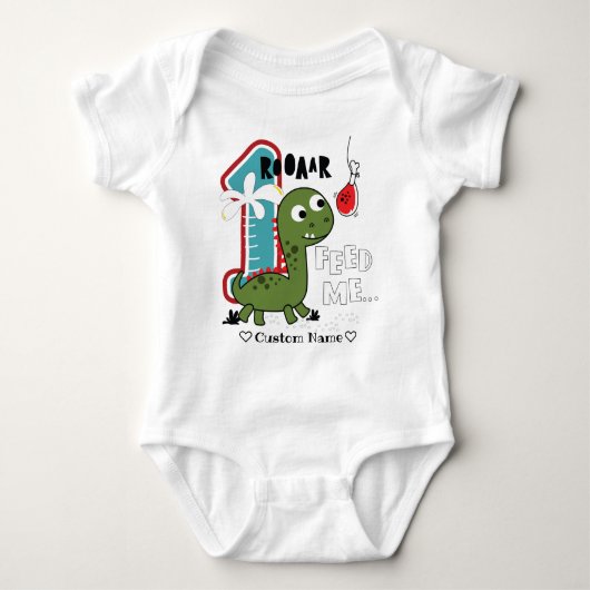 Dinosaur First Birthday Party Romper (Voorkant)