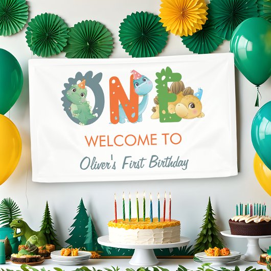 Dinosaur First Birthday Party Welkom Spandoek