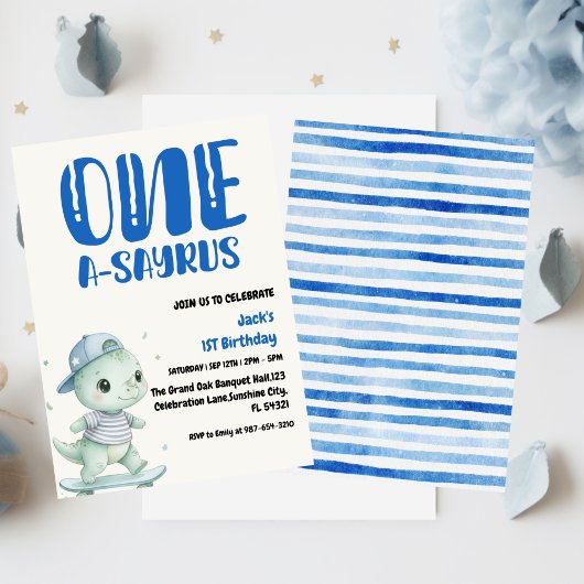 Dinosaur First Birthday, Skateboard Dinos 1 st  Kaart