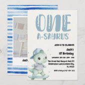 Dinosaur First Birthday, Skateboard Dinos 1 st  Kaart (Voorkant / Achterkant)