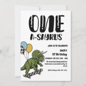 Dinosaur First Birthday, Skateboard Dinos 1 st  Kaart (Voorkant)