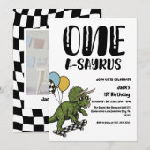Dinosaur First Birthday, Skateboard Dinos 1 st  Kaart (Voorkant / Achterkant)