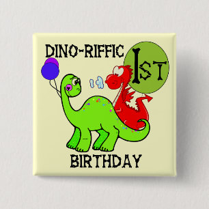 Dinosaur First Birthday Tshirts and Gifts Vierkante Button 5,1 Cm
