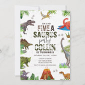 Dinosaur Five Een Saurus 5e Verjaardagsfeest Kaart (Voorkant)