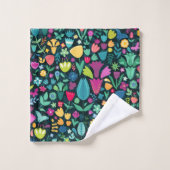 Dinosaur Floral Folk Silhouettes Beauful Girls Bad Handdoek (Wasdoekje)