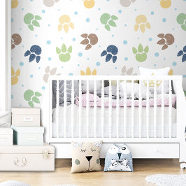 Dinosaur Footprints Pattern Kids Boy Colorful Behang