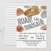 Dinosaur fossiel joint kind verjaardagsfeestje uit kaart (Voorkant / Achterkant)