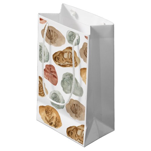 Dinosaur fossiel kind verjaardagsfeestje cadeauzak klein cadeauzakje (Voorkant Gekanteld)