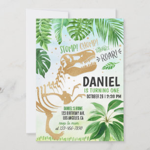Dinosaur Fossil Birthday Invitation Kaart