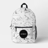 Dinosaur Fossil Botten Custom Name School Bedrukte Rugzak (Voorkant)