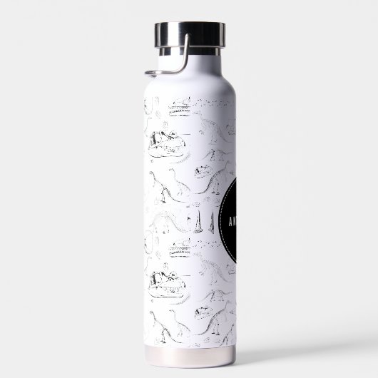 Dinosaur Fossil Botten Custom Name School Waterfles (Rechts)