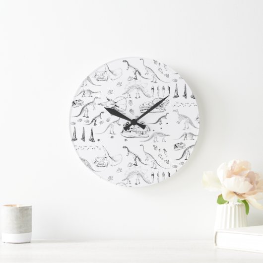 Dinosaur Fossil Botten Patroon Grote Klok (Huis)