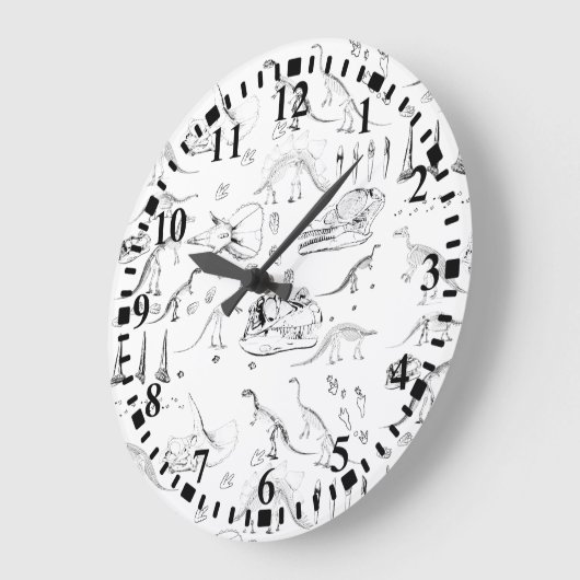 Dinosaur Fossil Botten Patroon Grote Klok (Hoek)