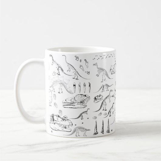 Dinosaur Fossil Botten Patroon Koffiemok (Links)