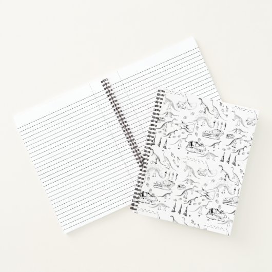 Dinosaur Fossil Botten Patroon Notitieboek (Binnen)