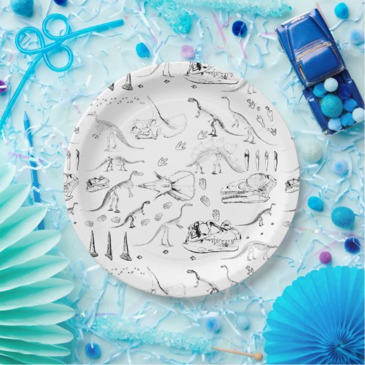 Dinosaur Fossil Botten Patroon Papieren Bordje (Feest)