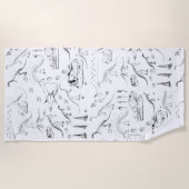 Dinosaur Fossil Botten Patroon Strandlaken (Voorkant)