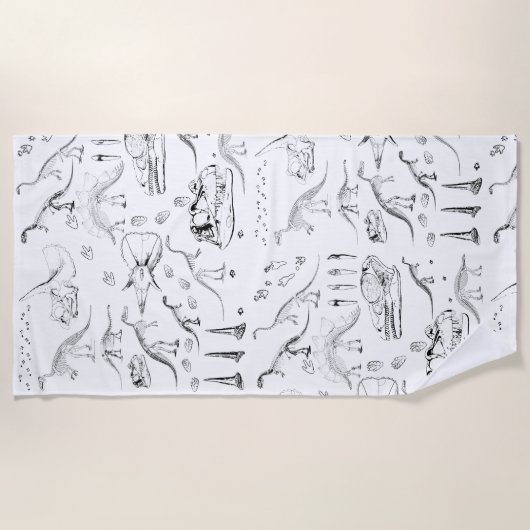 Dinosaur Fossil Botten Patroon Strandlaken (Voorkant)