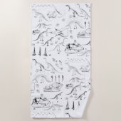 Dinosaur Fossil Botten Patroon Strandlaken (Voorkant)