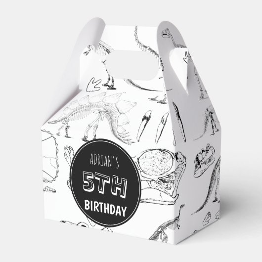Dinosaur Fossil Botten Pattern Birthday Age Bedankdoosjes (Voorkant Zijde)