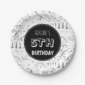 Dinosaur Fossil Botten Pattern Birthday Age Papieren Bordje (Voorkant)