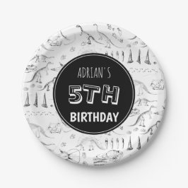 Dinosaur Fossil Botten Pattern Birthday Age Papieren Bordje