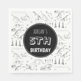 Dinosaur Fossil Botten Pattern Birthday Age Servet