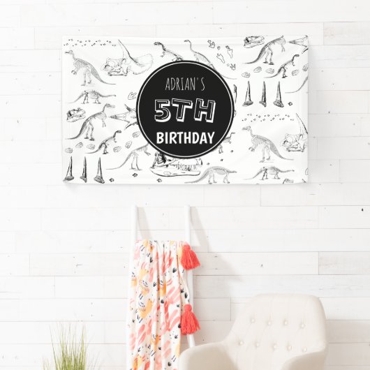 Dinosaur Fossil Botten Pattern Birthday Age Spandoek (Insitu)