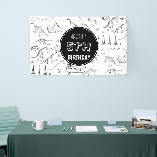 Dinosaur Fossil Botten Pattern Birthday Age Spandoek (Beurs)
