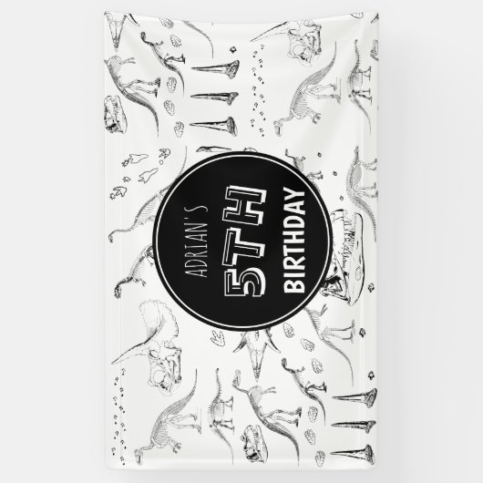 Dinosaur Fossil Botten Pattern Birthday Age Spandoek (Verticaal)