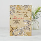Dinosaur Fossil Dig Birthday Kaart (Staand voorkant)