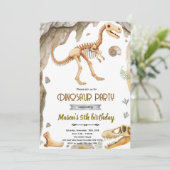 Dinosaur fossil party invitation kaart (Staand voorkant)