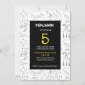 Dinosaur Fossils Pattern Kids Birthday Invitation Kaart (Voorkant)