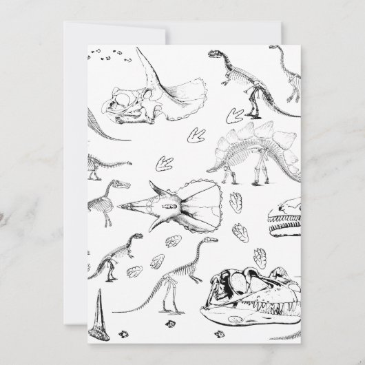 Dinosaur Fossils Pattern Kids Birthday Invitation Kaart (Achterkant)