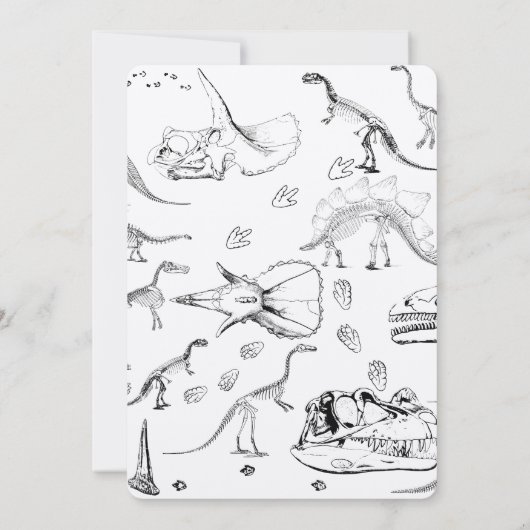 Dinosaur Fossils Pattern Kids Birthday Invitation Kaart (Achterkant)