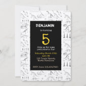 Dinosaur Fossils Pattern Kids Birthday Invitation Kaart (Voorkant)