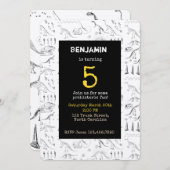 Dinosaur Fossils Pattern Kids Birthday Invitation Kaart (Voorkant / Achterkant)