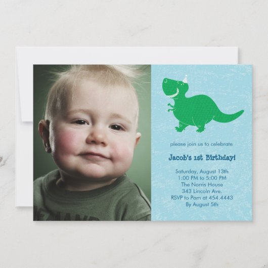 Dinosaur Foto Birthday Invitations Kaart (Voorkant)