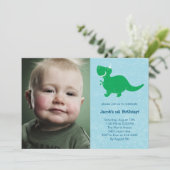 Dinosaur Foto Birthday Invitations Kaart (Staand voorkant)