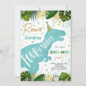 Dinosaur four-A-Saurus Party Dino 4th Birthday Kaart (Voorkant)