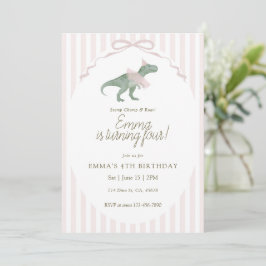Dinosaur Fourth Birthday Invitation Kaart