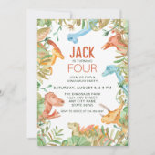 Dinosaur Fourth Birthday Party Invitation Kaart (Voorkant)