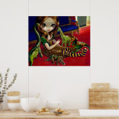 Dinosaur Friends 3 ART PRINT fantasy lowbrow gothi (Keuken)