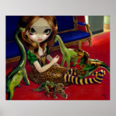 Dinosaur Friends 3 ART PRINT fantasy lowbrow gothi (Voorkant)