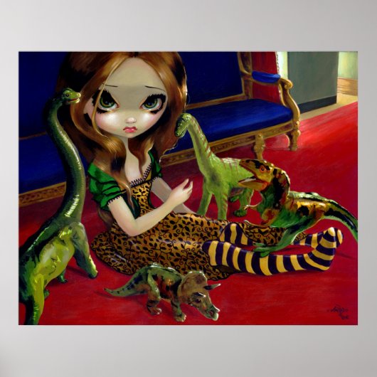 Dinosaur Friends 3 ART PRINT fantasy lowbrow gothi (Voorkant)