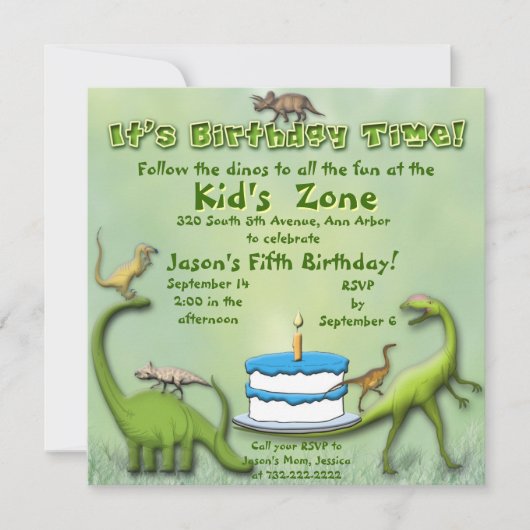Dinosaur Friends Birthday Uitnodiging (Voorkant)