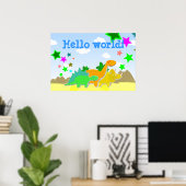 Dinosaur Friends Hallo World Poster (Thuiskantoor)