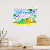 Dinosaur Friends Hallo World Poster (Keuken)