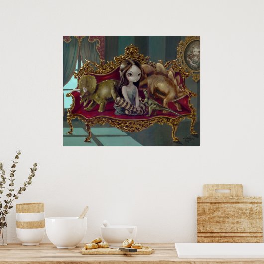 Dinosaur Friends I lowbrow gothic fantasy Print (Keuken)